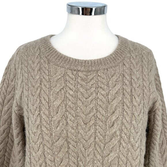 & Other Stories Cable Knit Wool Alpaca Blend Sweater Beige Brown Size Large - Picture 2 of 12